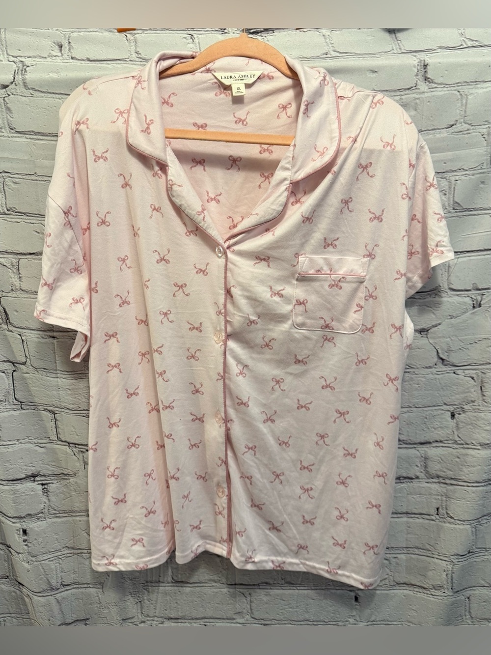 Laura Ashley Light Pink Bow 3 Piece Pajama Set
